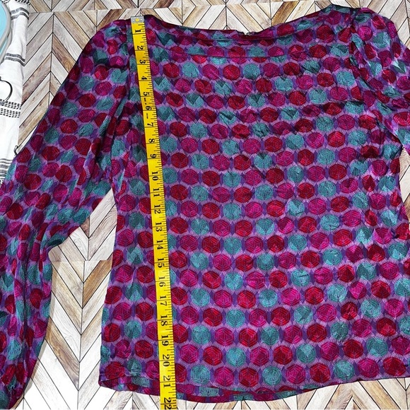 Vintage Saks Fifth Avenue Silk Blouse Classy Chic 80's Luxury Colorful Artsy - Picture 7 of 9